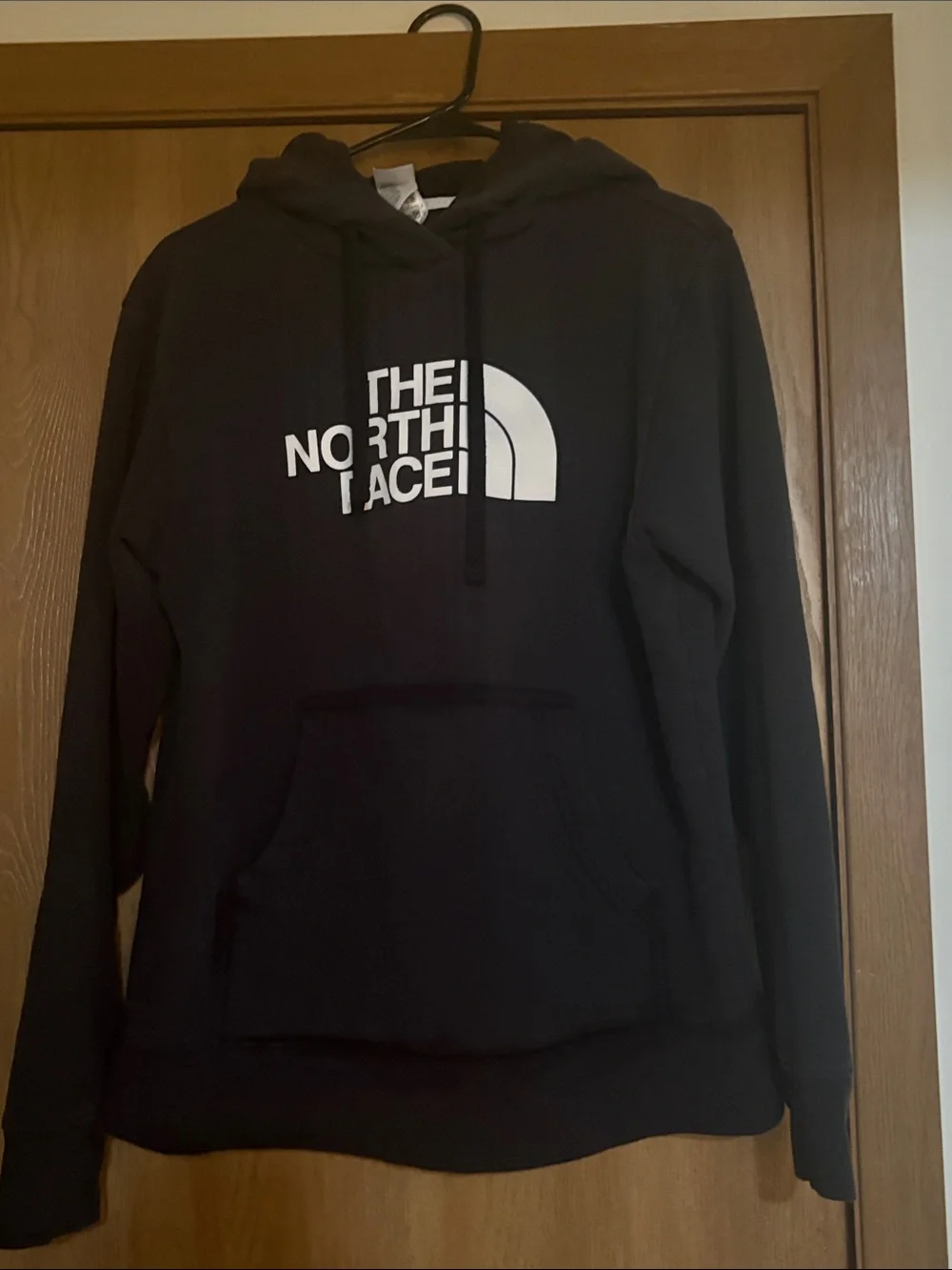 The North Face Men's Black Crewneck Hoodie with White Logo